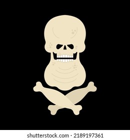 Fat skull. Thick skeleton head. Vector illustration