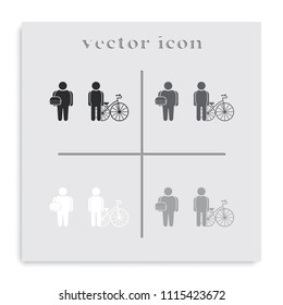 Fat and slim body flat black and white vector icon. Healthy lifestyle concept illustration.