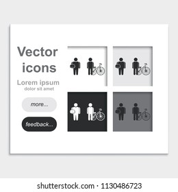 Fat and slim body placed on web page template flat vector icon. Healthy lifestyle concept illustration.