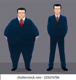 Fat & slim businessman vector illustration.