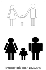 Vector de familia de grasas y delgadas
