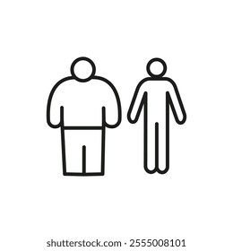 Fat and slim figure icon Simple thin line flat symbol