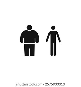 Fat and slim figure icon Simple thin line flat symbol