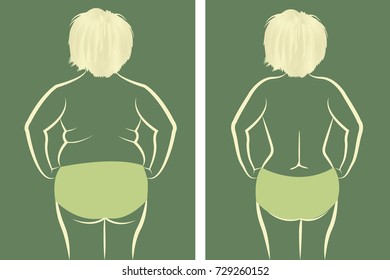 Fat and slim girl vector illustration