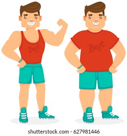 Fat Slim Man Before After Weight Stock Vector (Royalty Free) 627981446 ...