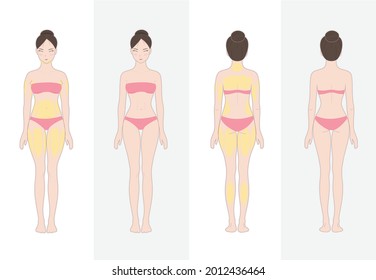 Fat and slim women vector.