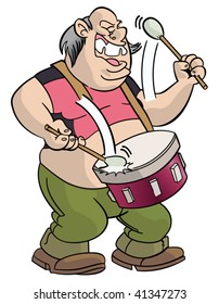 Fat Slovenly Man Drumming Stock Vector (Royalty Free) 41347273 ...