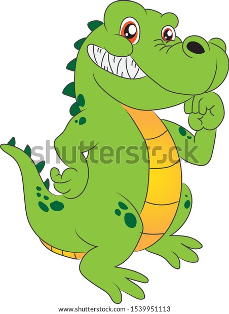 Fat Smiling Alligator Character Presenting Something Stock Vector ...