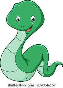 La serpiente gorda sonríe con una cara feliz de ilustración