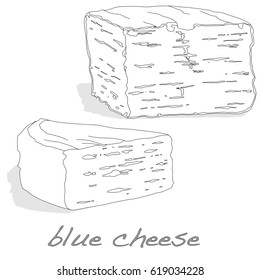 fat soft blue cheese isolated illustration
