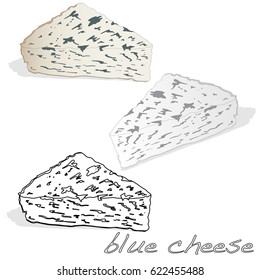 fat soft blue cheese isolated illustration