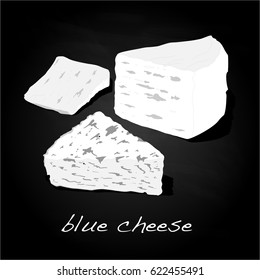 fat soft blue cheese isolated illustration