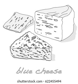 fat soft blue cheese isolated illustration