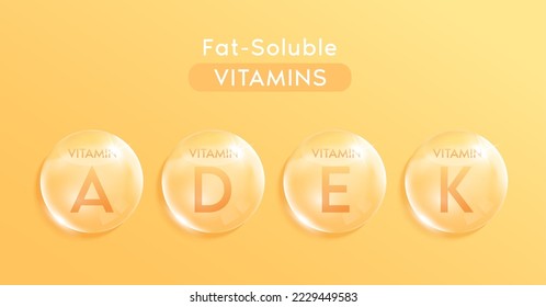 Fat soluble vitamins. Cream color water drop. Essential vitamin for human body. Medical scientific concepts. Realistic 3D Vector.