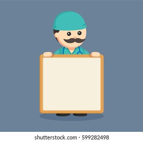fat surgeon with empty board