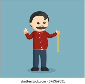 fat tailor holding measuring tape