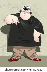 Fat teenager, illustration