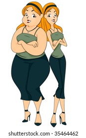 Fat and Thin Girl (Before and After) - Vector