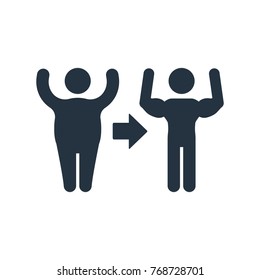 fat to thin icon on white background, fitness, sport
