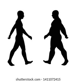 Vector de silueta de hombre gordo y delgado 