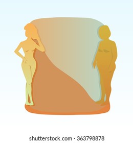 fat and thin silhouette. Vector illustration