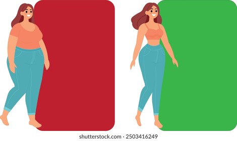 Fat and thin woman, before and after demonstration