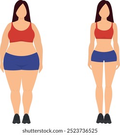 Fat and thin woman, before and after demonstration