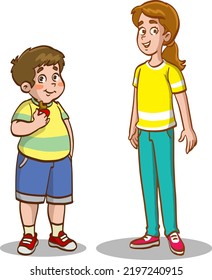 fat and thin-long and short children vector illustration