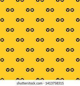 Fat tick and cross in circles pattern seamless vector repeat geometric yellow for any design