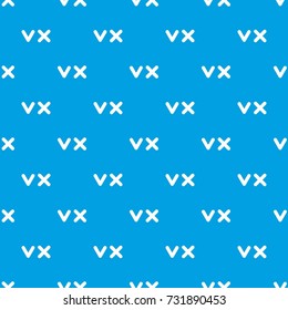 Fat tick and cross pattern repeat seamless in blue color for any design. Vector geometric illustration