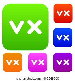 Fat tick and cross set icon in different colors isolated vector illustration. Premium collection