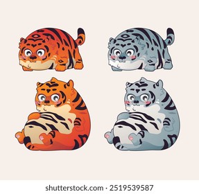 Fat Tiger Compilation, 4 Colour Orange Tiger and White Tiger