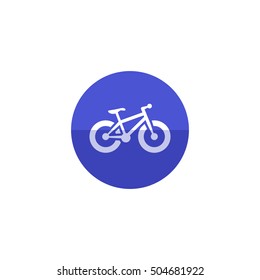 Fat tire bicycle icon in flat color circle style. Sport transportation explore distance endurance extreme terrain