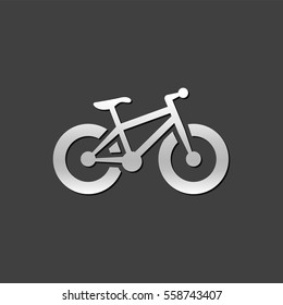 Fat tire bicycle icon in metallic grey color style.Sport transportation explore 