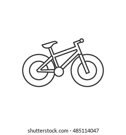 Fat tire bicycle icon in thin outline style. Sport transportation explore distance endurance extreme terrain