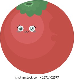 Fat tomato, illustration, vector on white background.