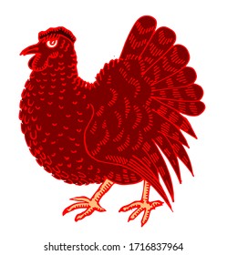 Fat Fat Turkey. Isolated Vector. Carefree Funny cartoon style. On white background.