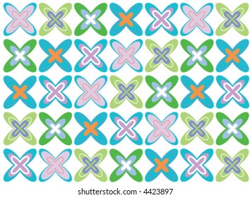 fat turquoise atomic cross (vector) - illustrated background pattern