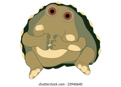 Fat Turtle covering mouth.