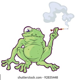 Fat Ugly Frog Smoking Cigarette Stock Vector (Royalty Free) 92835448 ...