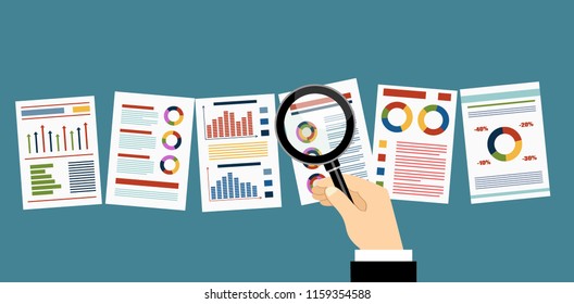 Fat vector banner for analytic finance graph report and business investment planning concept