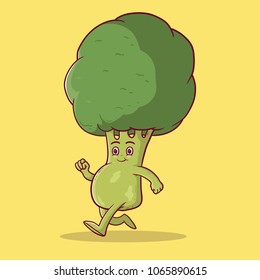 Fat vegetable character walking vector illustration. Healthy food design concept