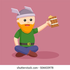 fat viking soldier holding beer