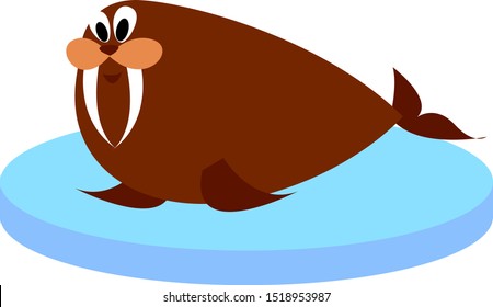 Morsa grasa, ilustración, vector sobre fondo blanco.