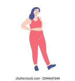 fat weight loss and slim woman on white background vector illustration. Woman in yoga suit, sport suit for wat woman. Health care woman to better look flat illustration vector