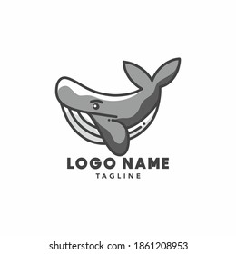 Fat whale vector illustration logo template