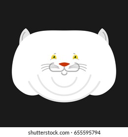 Fat white cat isolated. Big Thick pet home
