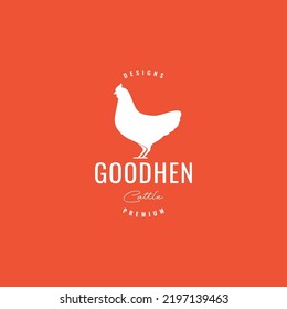 fat white hen poultry logo design