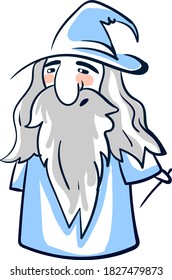 Fat wizard, illustration, vector on white background