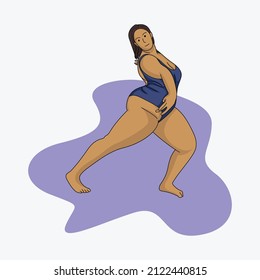 fat woman diet program character illustration